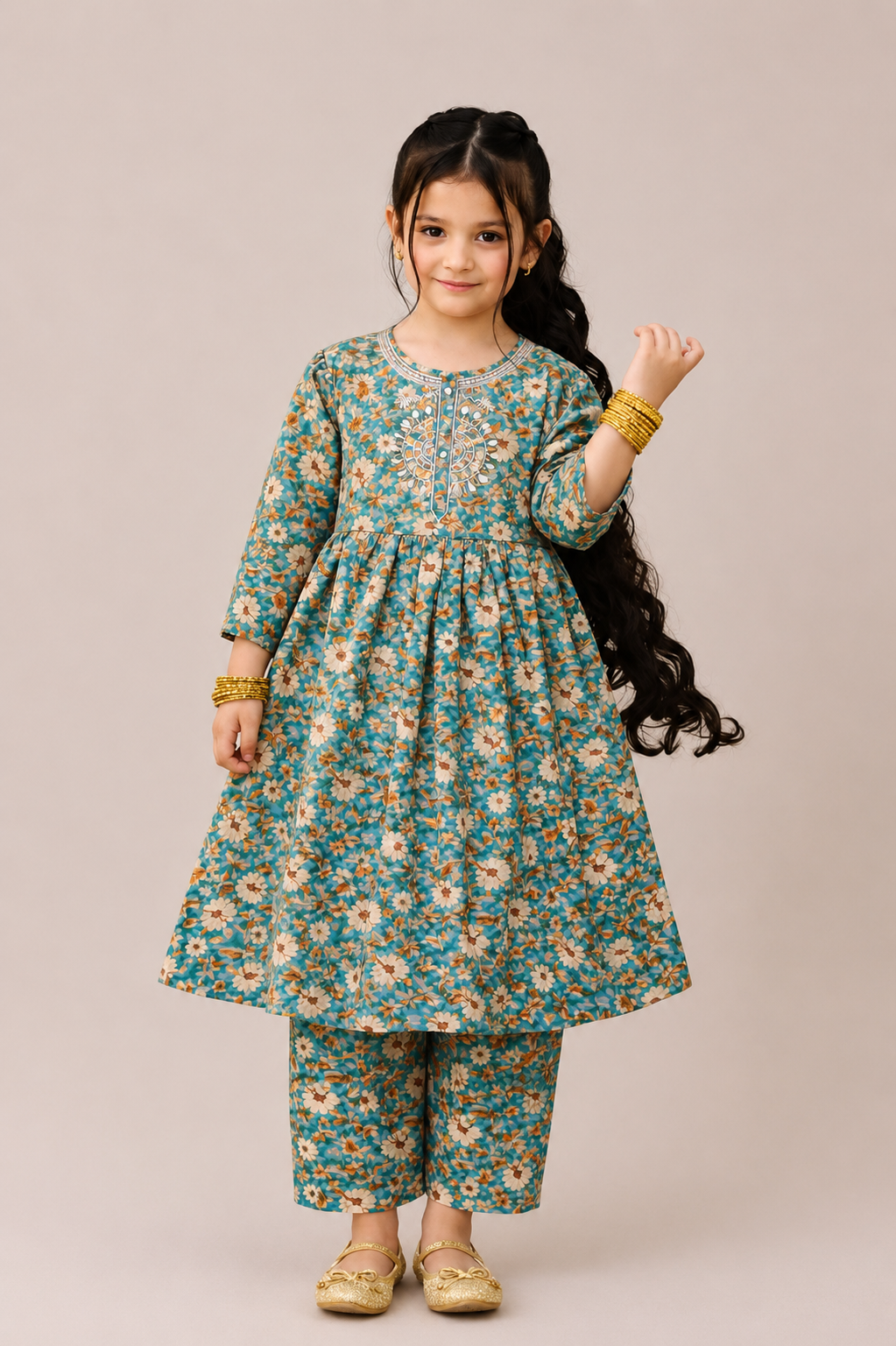 Azure Bloom Premium Lawn Cotton Co-Ord Set for Girls