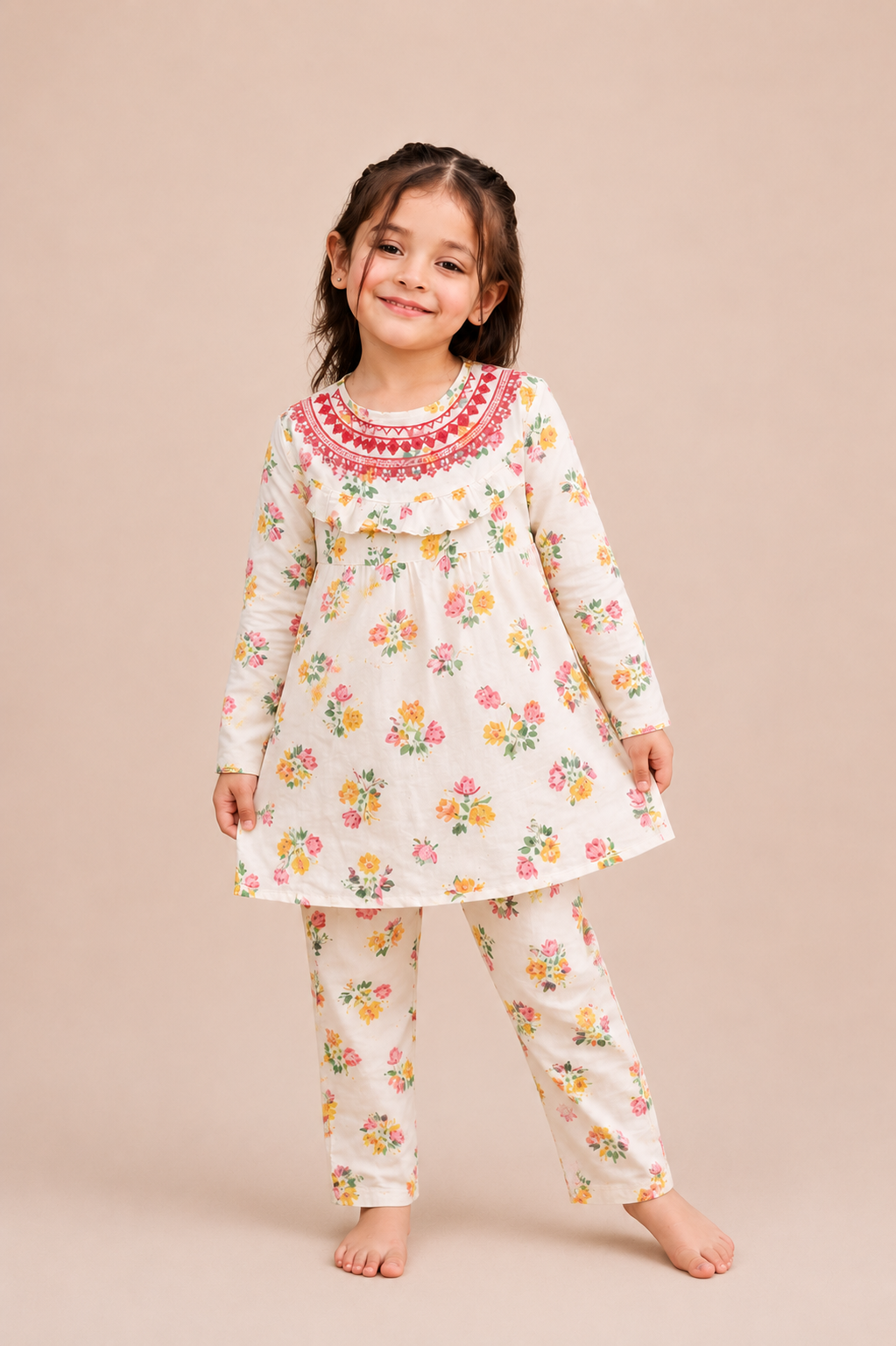 Blossom Charm Girls Floral Co-Ord Set