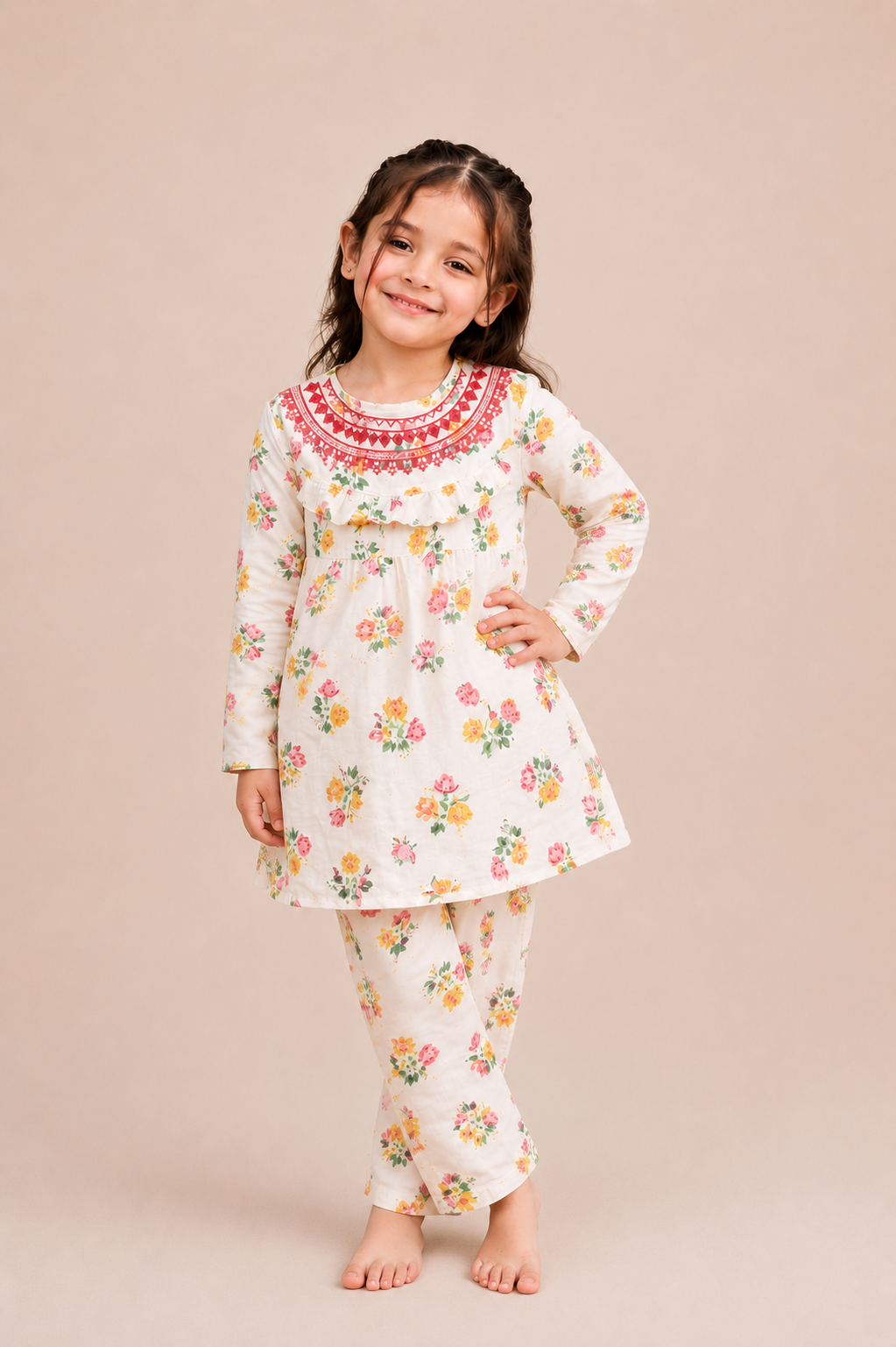 Blossom Charm Girls Floral Co-Ord Set