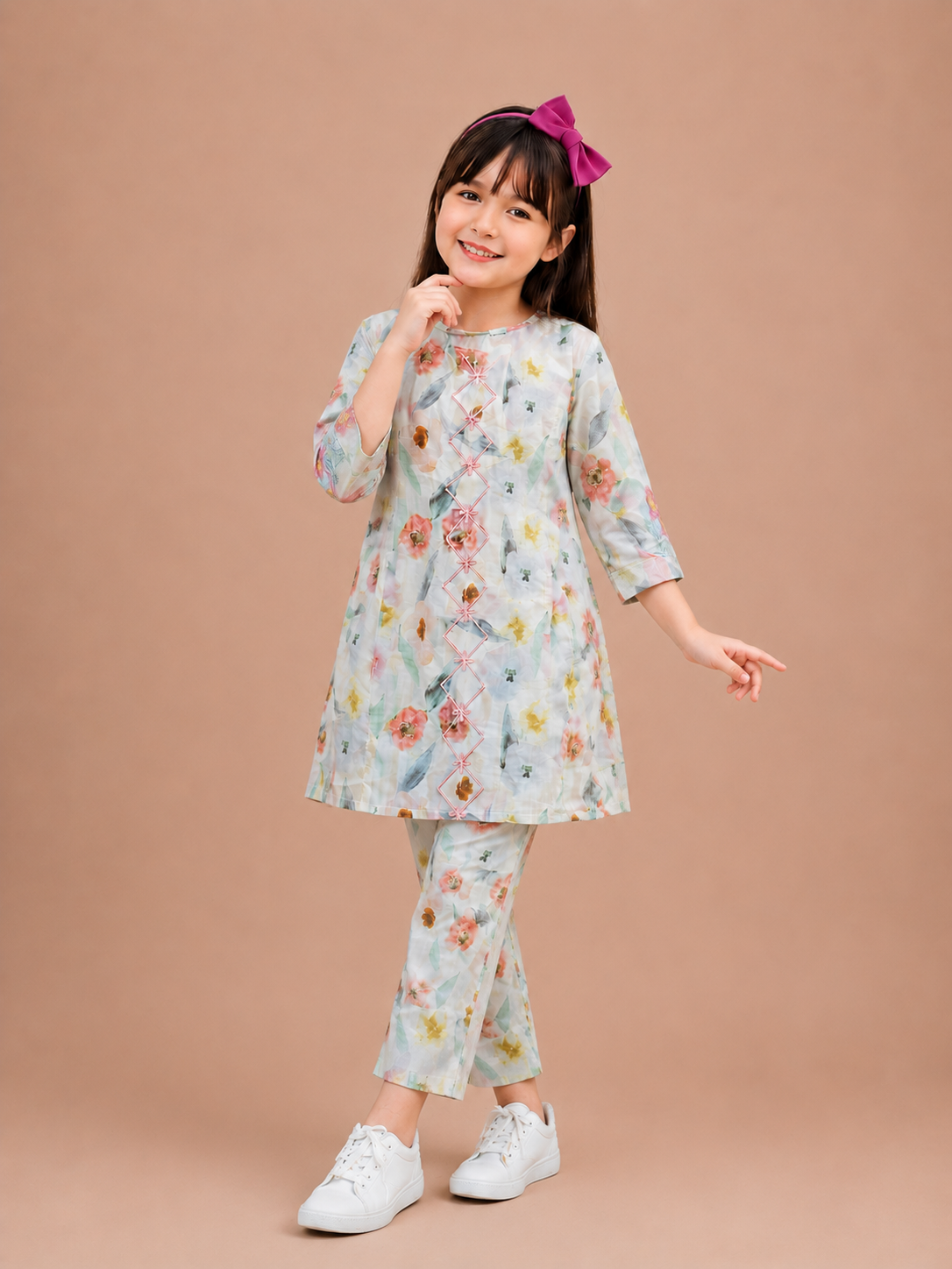 Blush Garden Premium Lawn Cotton Co-Ord Set for Girls