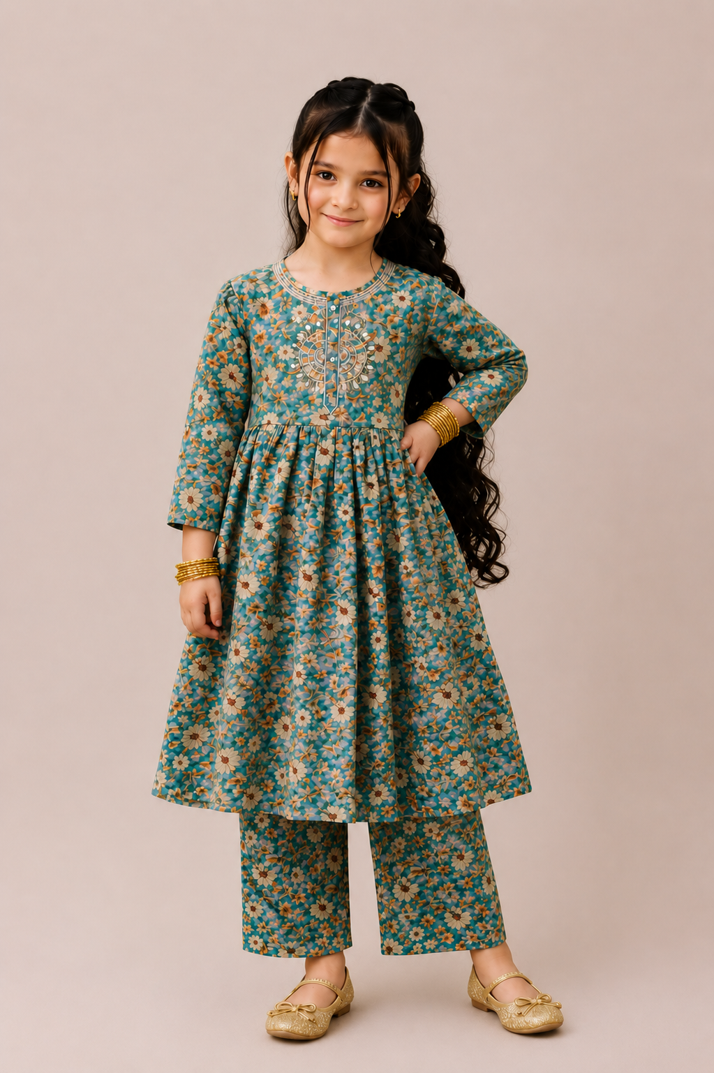 Azure Bloom Premium Lawn Cotton Co-Ord Set for Girls