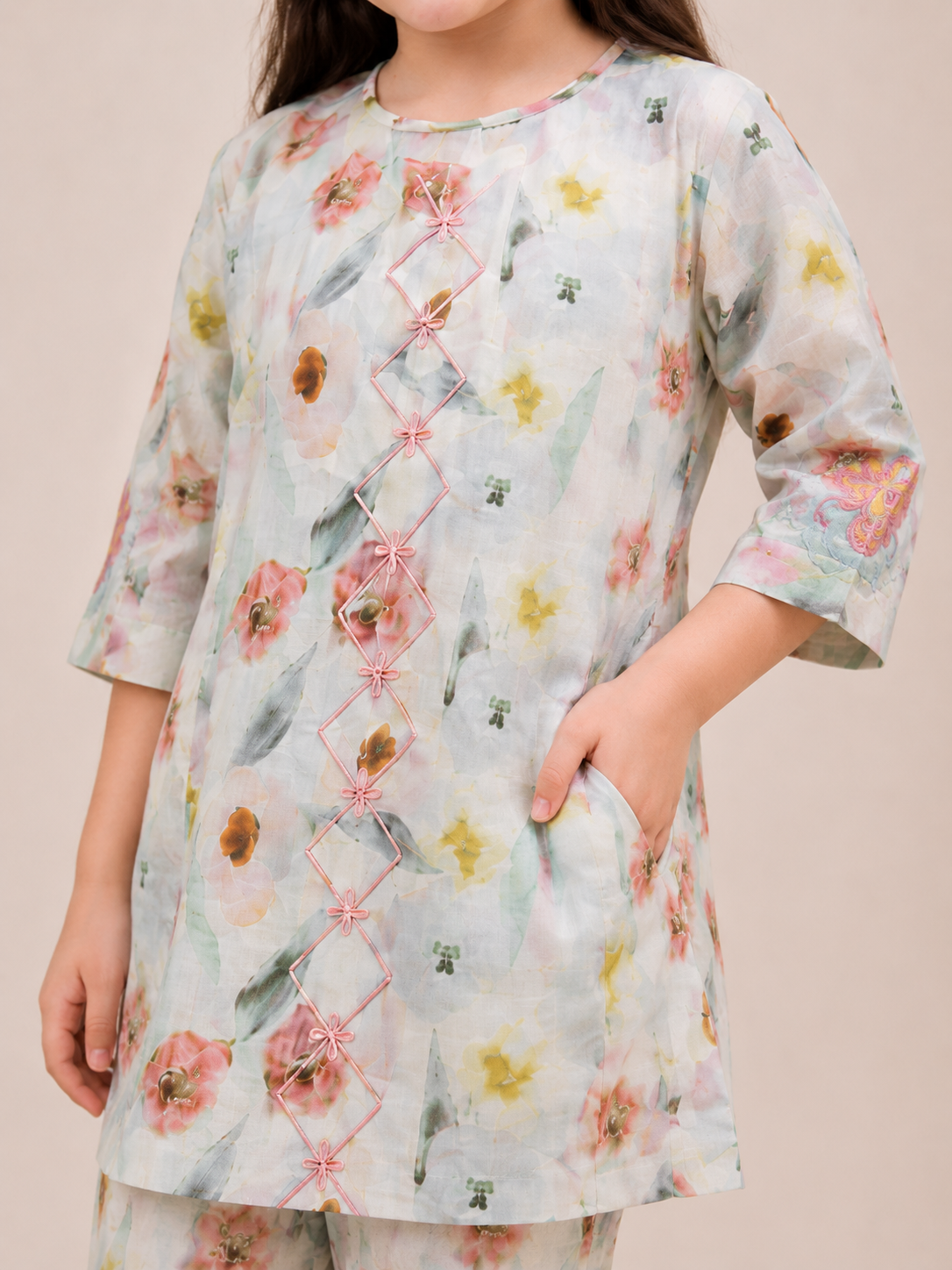 Blush Garden Premium Lawn Cotton Co-Ord Set for Girls