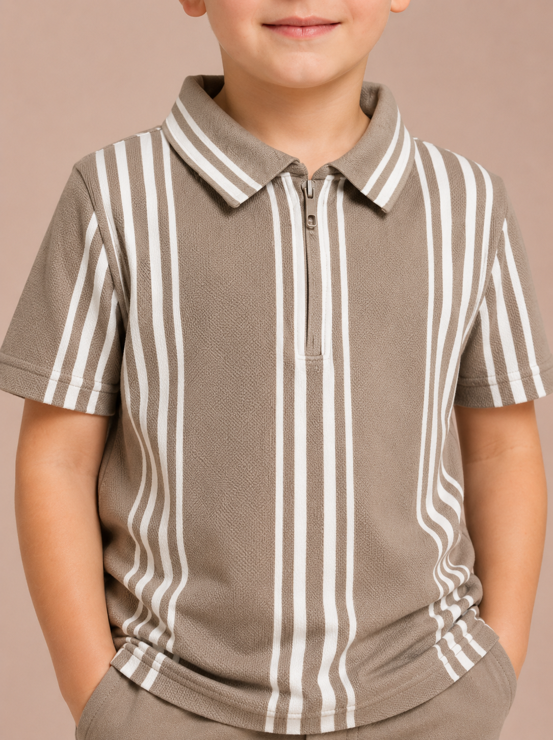 Sandstone Stripe Premium Soft Polo Set for Boys