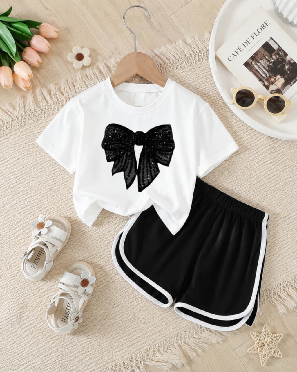 Classic Black Bow Premium Co-Ord Set for Girls