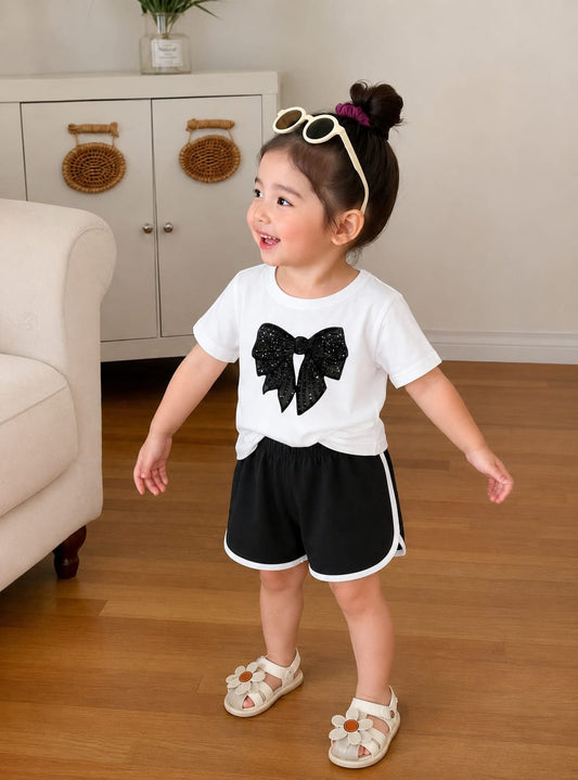 Classic Black Bow Premium Co-Ord Set for Girls