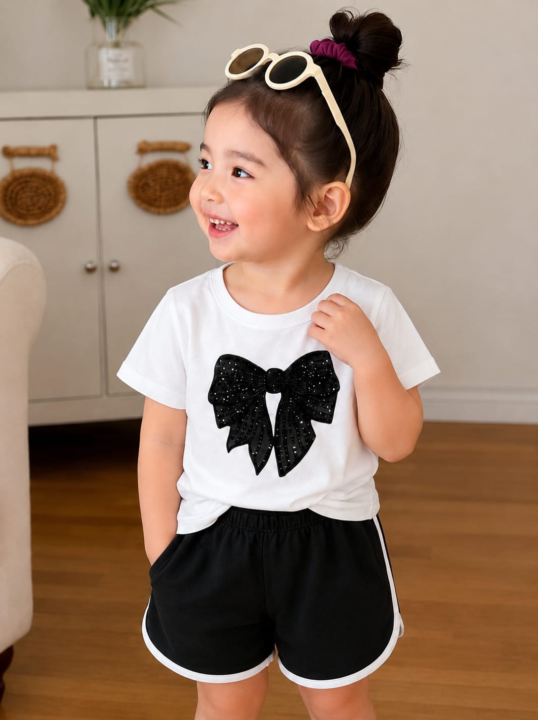 Classic Black Bow Premium Co-Ord Set for Girls