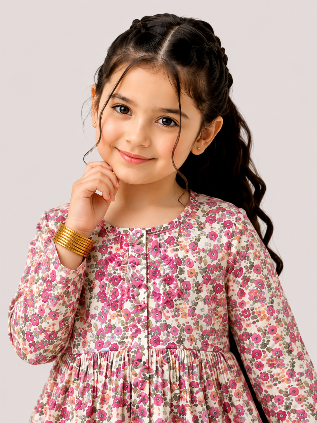Rosy Bloom Premium Lawn Cotton Co-Ord Set for Girls