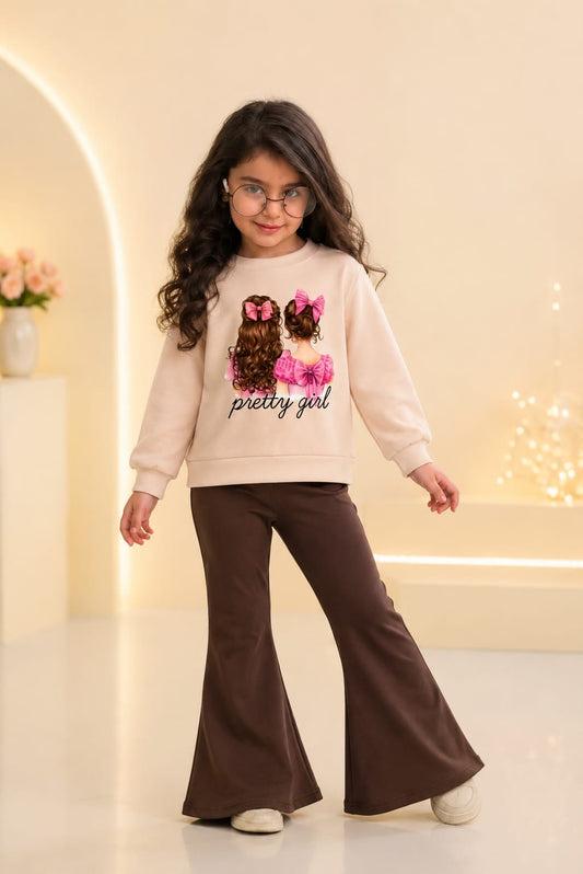 Pretty Girl Sweatshirt & Bell Bottom Trouser Set